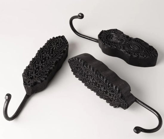 Matt Black Block Print Hooks