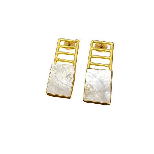 Golden Ladder Pearl Earrings