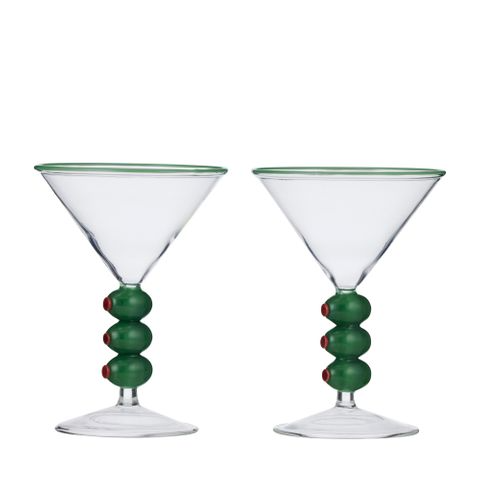 Olive Cocktail Glass Pair