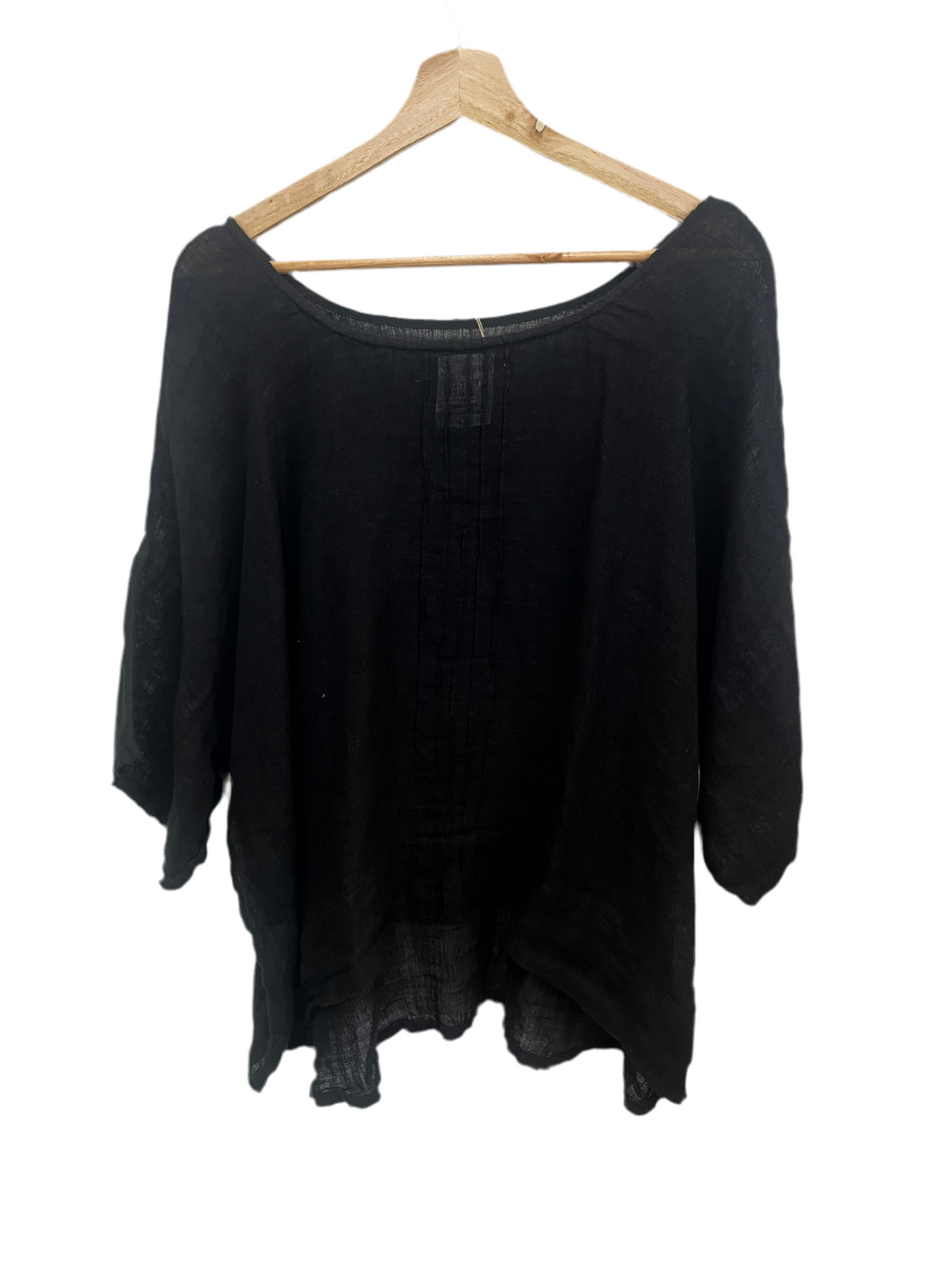 Francesca Pintucked Top Black