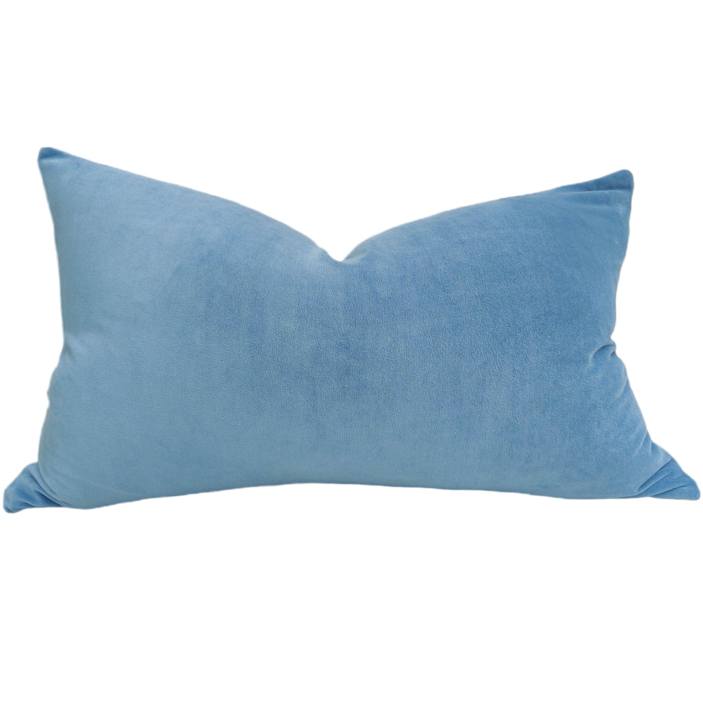 Light blue velvet lumbar c ushion