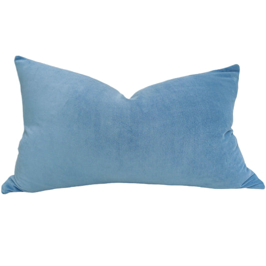 Light blue velvet lumbar c ushion