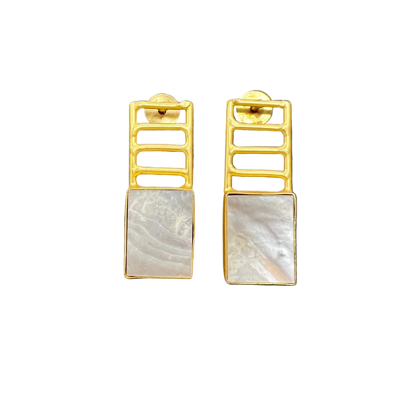 Golden Ladder Pearl Earrings