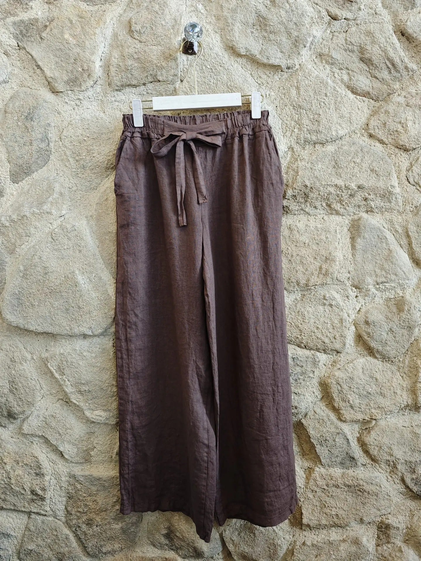 Lazo Linen Tie Pant Chocolate