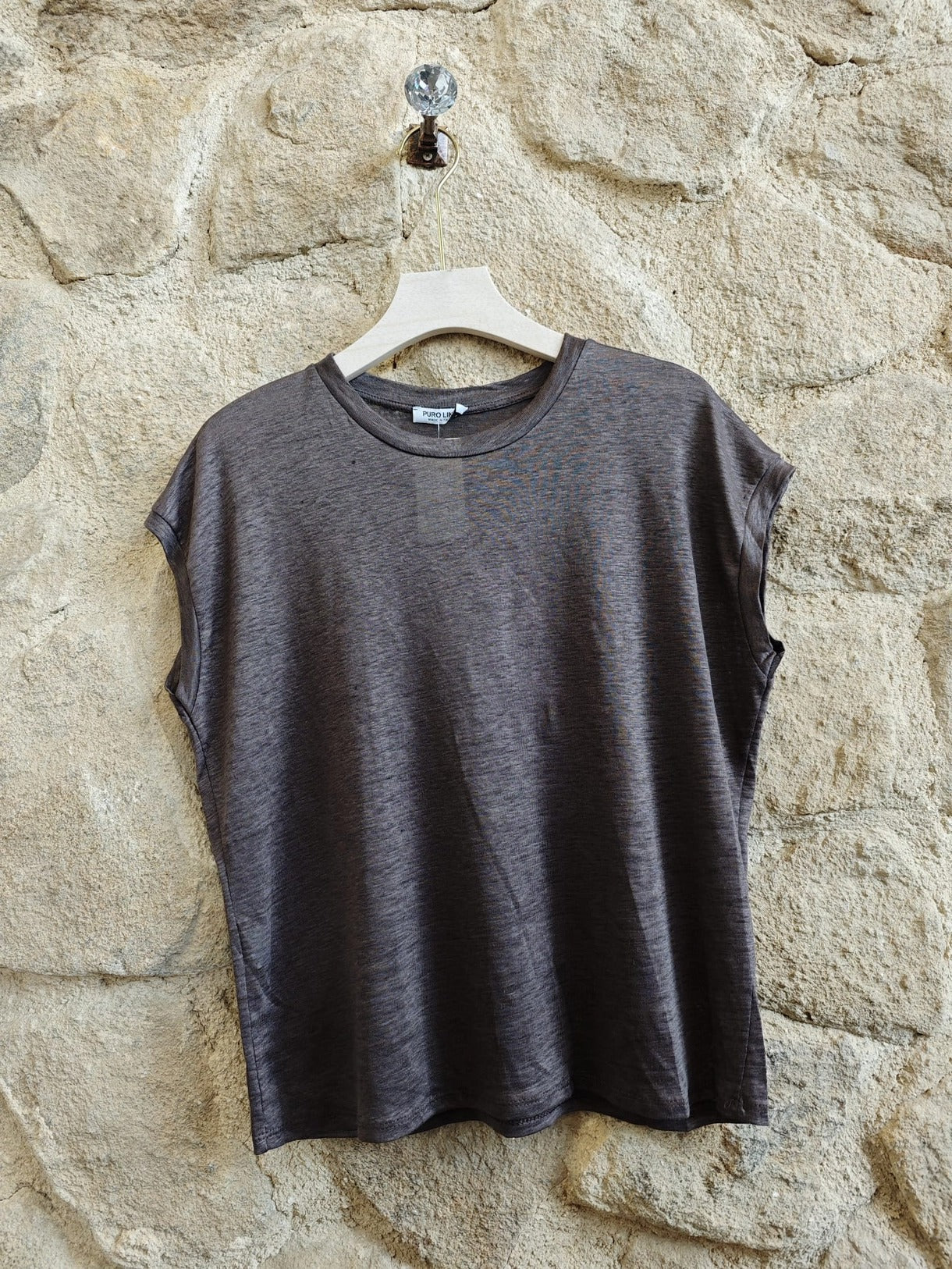 Linen Muscle TShirt Chocolate