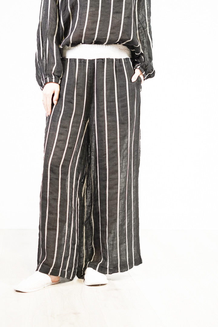 Mia Linen Pant Black & White