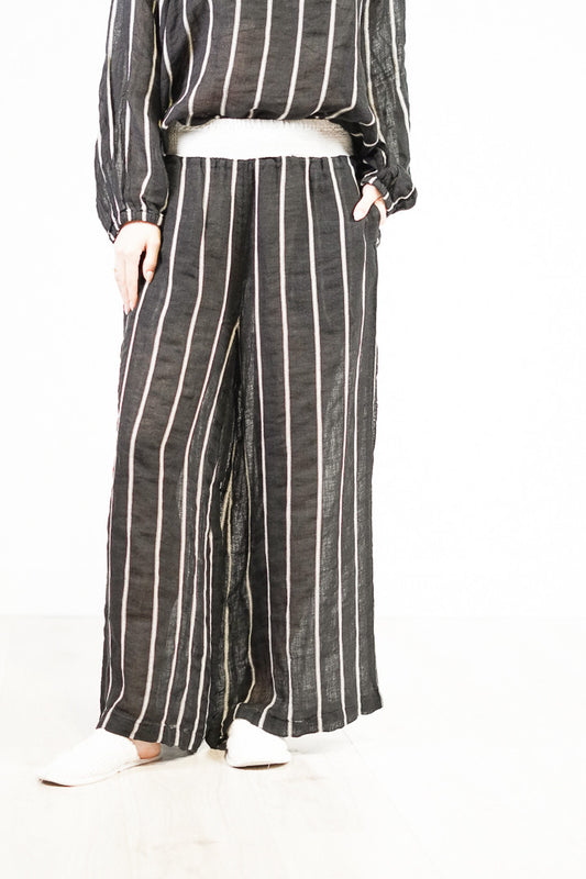 Mia Linen Pant Black & White