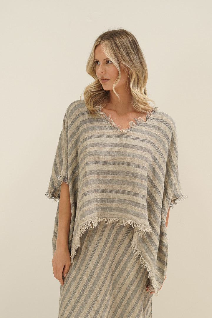 Sarita Mesh Top Natural & Denim