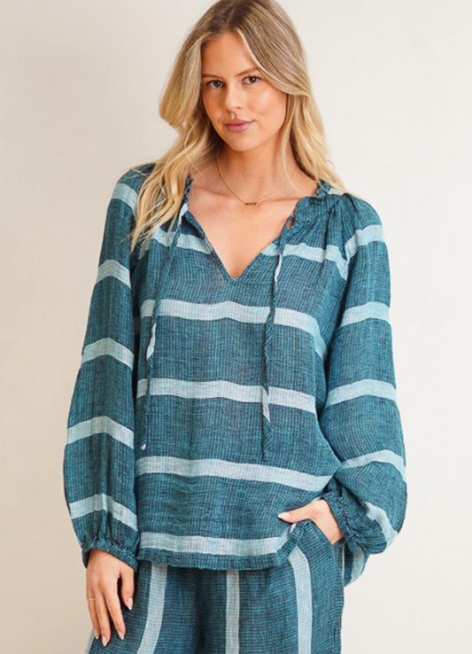 Sussana Top Gemstone Blue Stripe