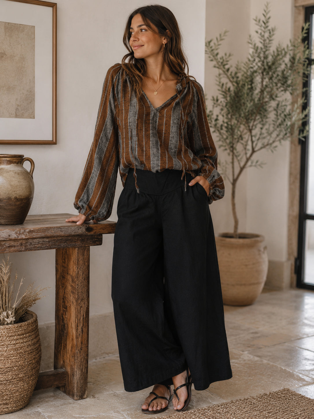 Sussana Top Grey & Rust