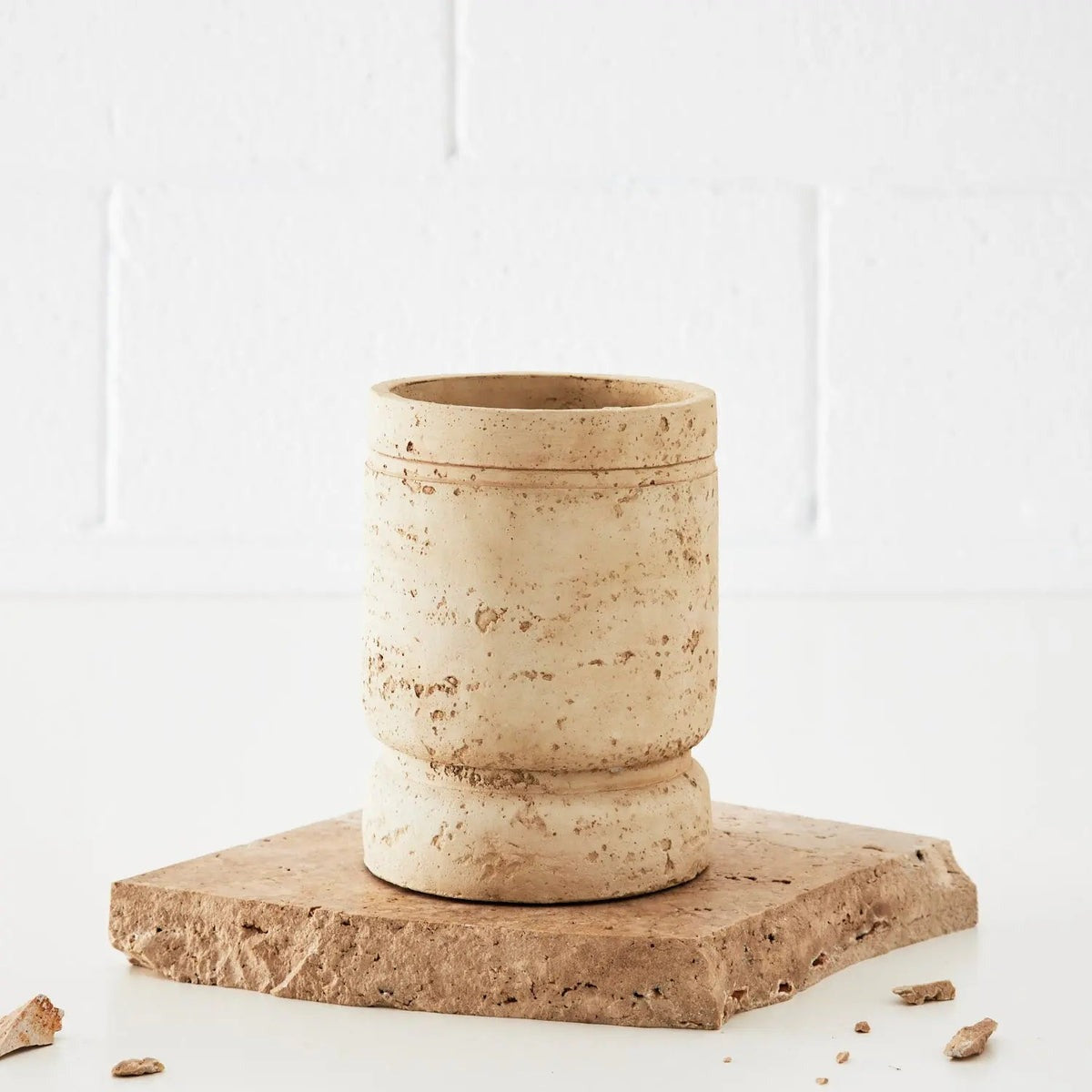 Travertine Squat Vase