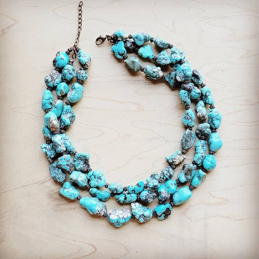 Triple Strand Copper & Turquoise Necklace